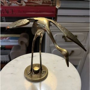 Vintage MCM Leonard Silver Company Heron Crane/Bird Chinoiserie Brass Sculpture